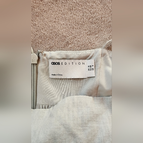 Asos Edition Mint Green Empire Waist Tiered Maxi Midi Dress Size 6 with Pockets - Picture 3 of 7